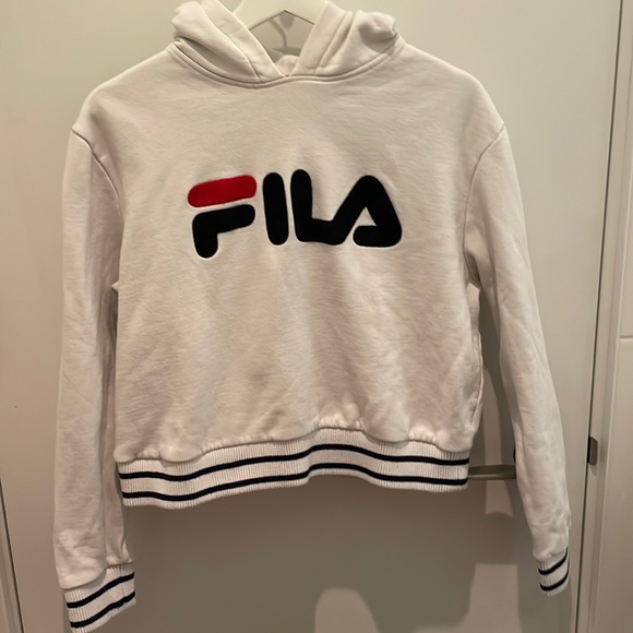 White FILA Logo Sweatshirt with stripes on cuffs and waist - Picture 1 of 3
